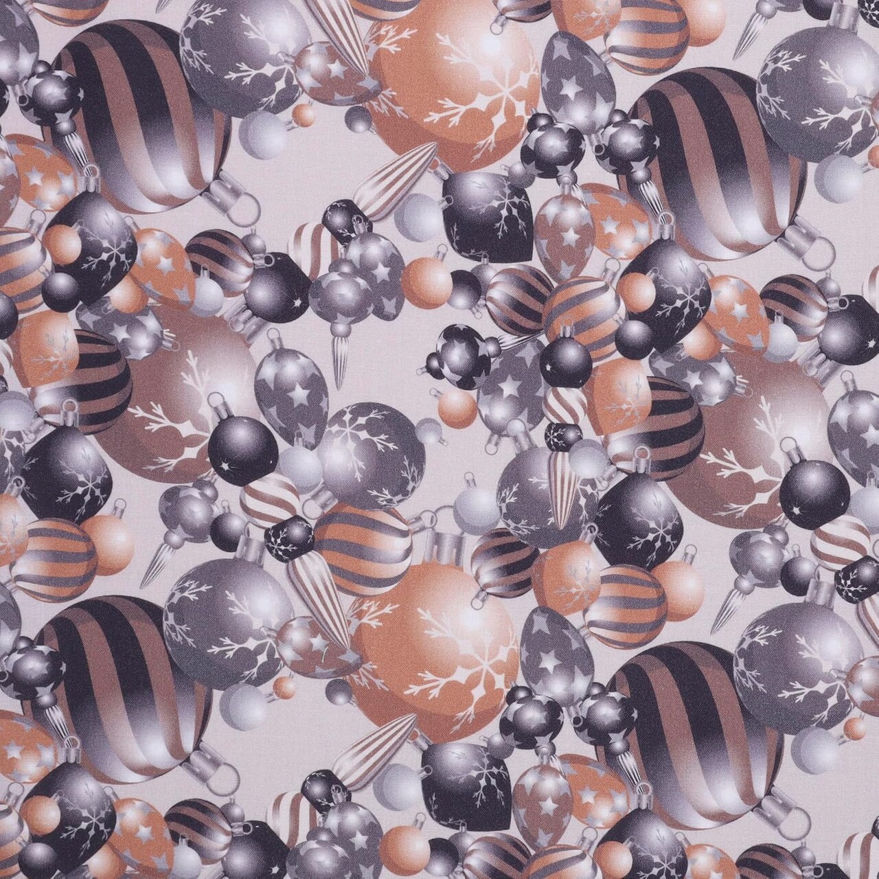 Mook Fabrics Christmas Ornaments Black Gold 100% Cotton Fabric By the yard